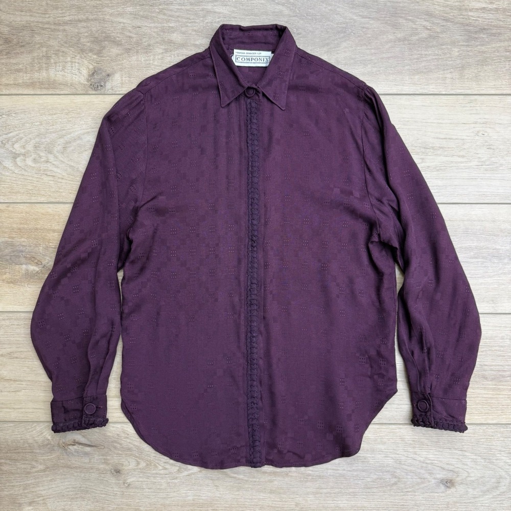 Vintage‎ Componix Marsha Brander Button Down Long Sleeve Goth Steampunk Jacquard